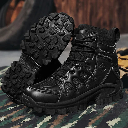Herren-Kampfstiefel wasserdicht, rutschfest, Wanderstiefel, durchtrittsicher, verstauchungssicher, Arbeitsstiefel