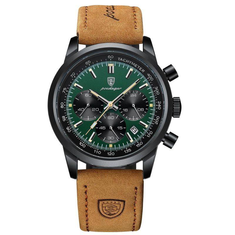 Herren Edelstahl-Uhr mit schickem Lederarmband | Orion